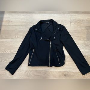 Express black, asymmetrical moto light weight jacket.  Size large.
